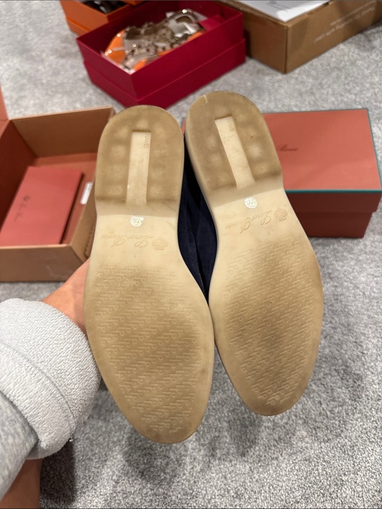 Loro Piana Navy Suede Tassel Slip-On Loafers main image 4